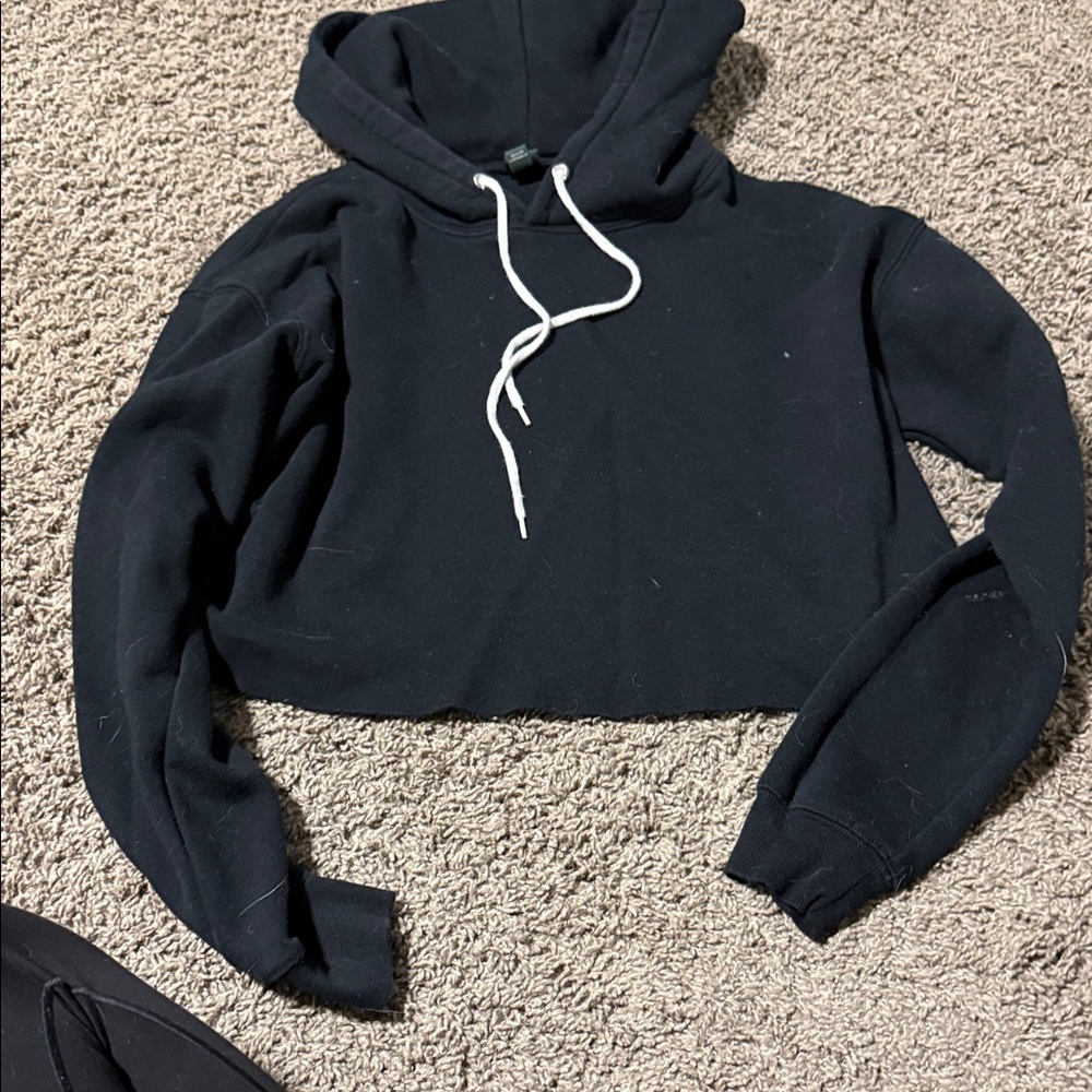 Wild Fable Black Hoodie with White Drawstrings
